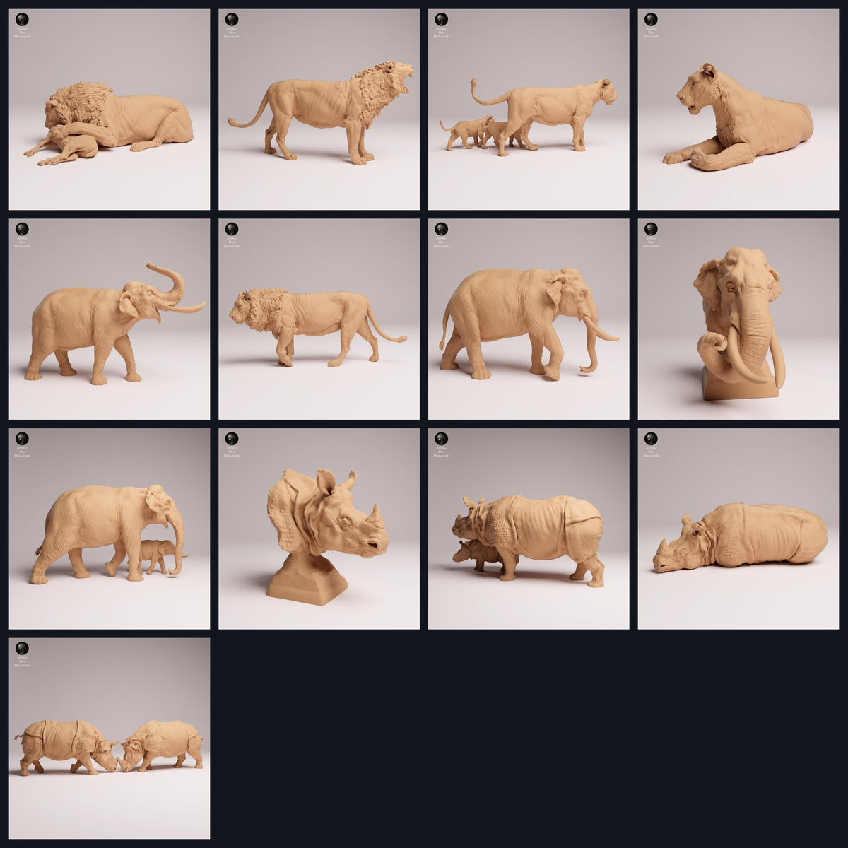 Collage de figurines animalières de Animal Den Miniatures : Wild India, sortie 26_03.
