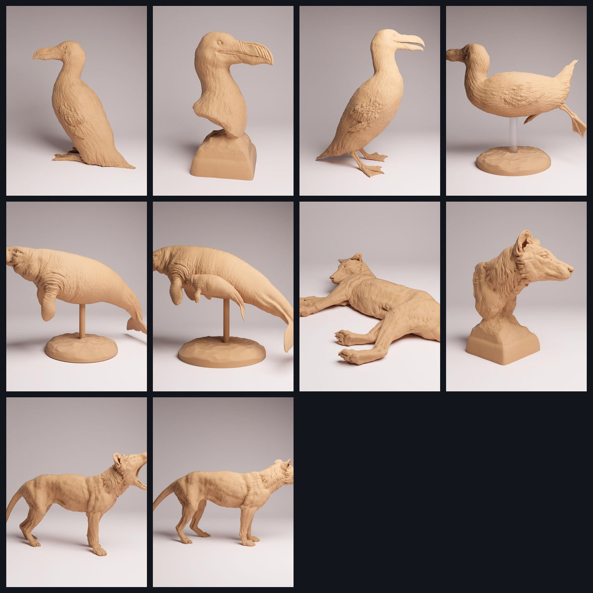 Collage de figurines animalières de Animal Den Miniatures : Recently Extinct, sortie 26_04.