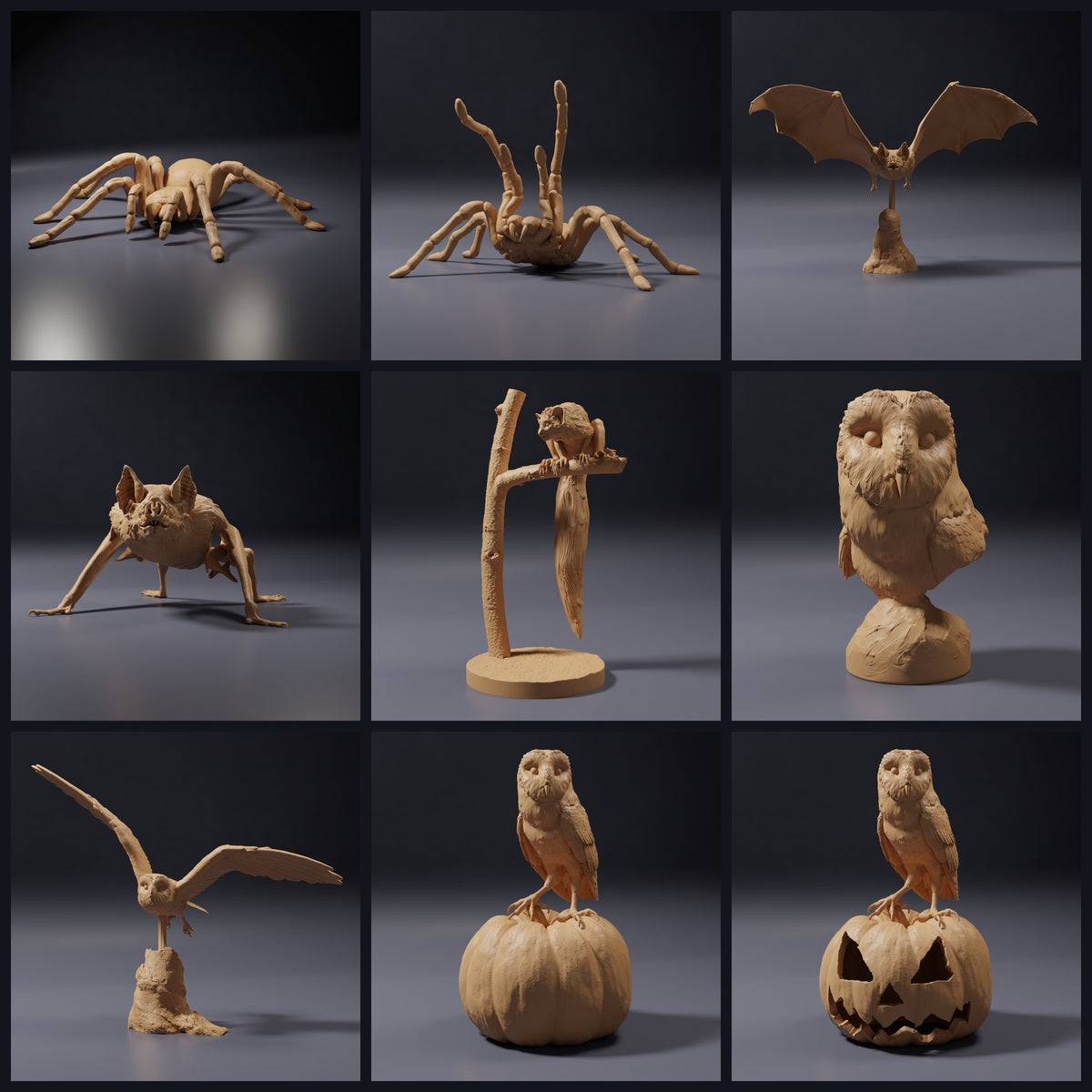 Collage de figurines animalières de Animal Den Miniatures : Spooky Animals, sortie 26_10.