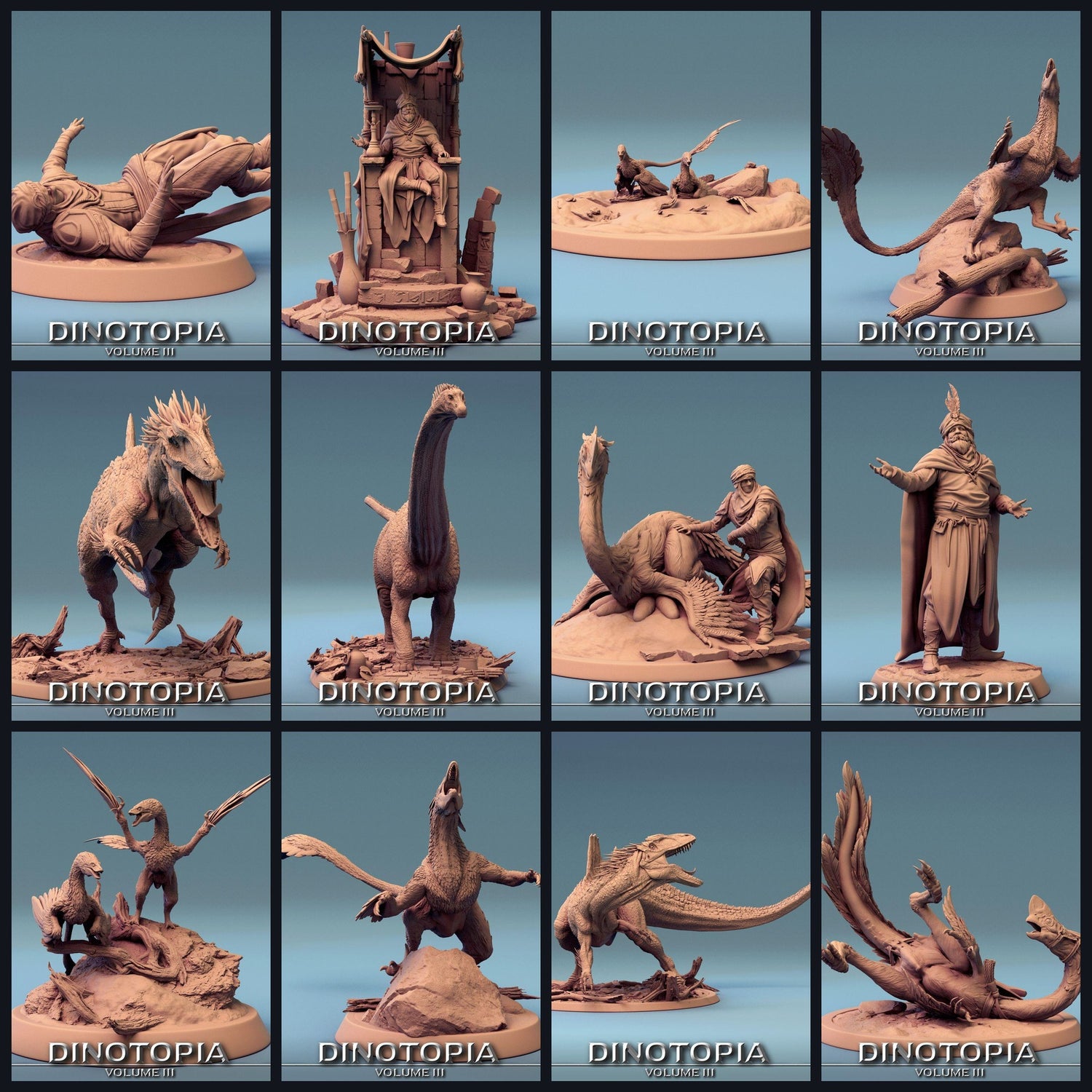 Cette image est l'image de catégorie pour la sortie 24_06 : Dinotopia III - Nomades du désert, Raptors et Concavenators (Rescale 3D)