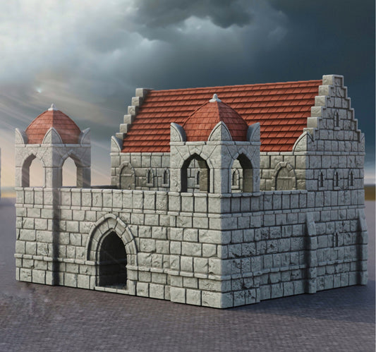 Photo produit Tabletop 28mm The Printing Goes Ever On (TPGEO) 0 : Caserne Ivory City - Bâtiment Royaume de Gonthan - Terrain de Table Barracks