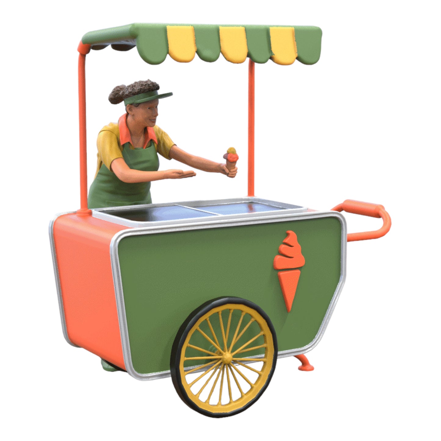 Photo du produit Diorama et modélisme Figurine miniature : Vendeuse de glaces avec chariot