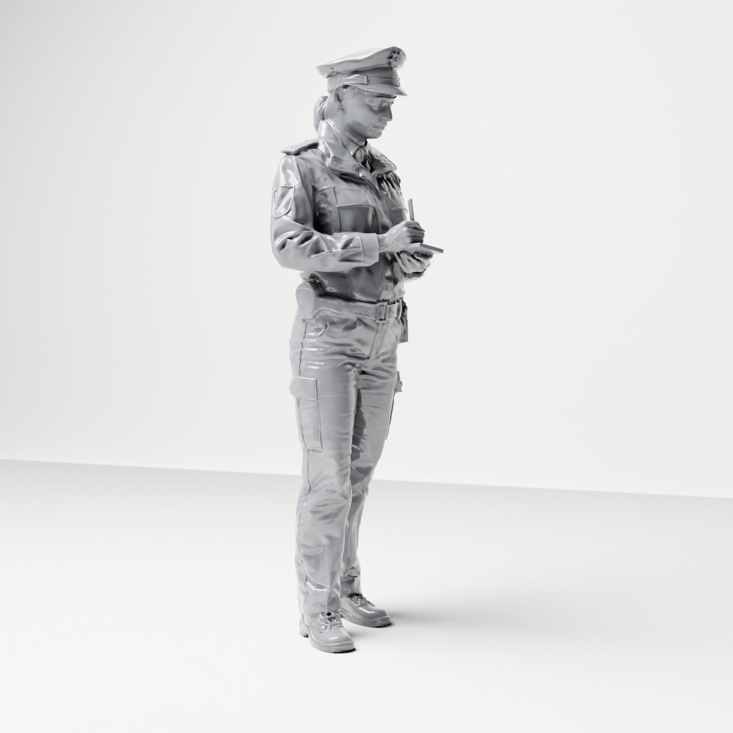 Diorama modélisme photo produit 3 : Figurine debout : Policier allemand avec casquette de service et appareil à main (B017)