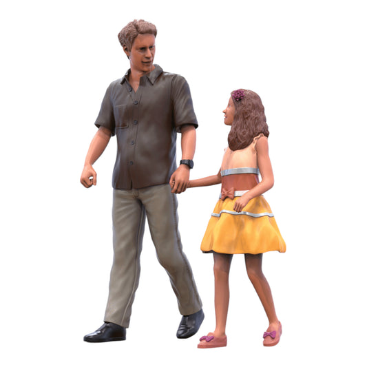 Photo du produit Diorama et modélisme Figurine miniature : Homme avec fille - Promeneurs