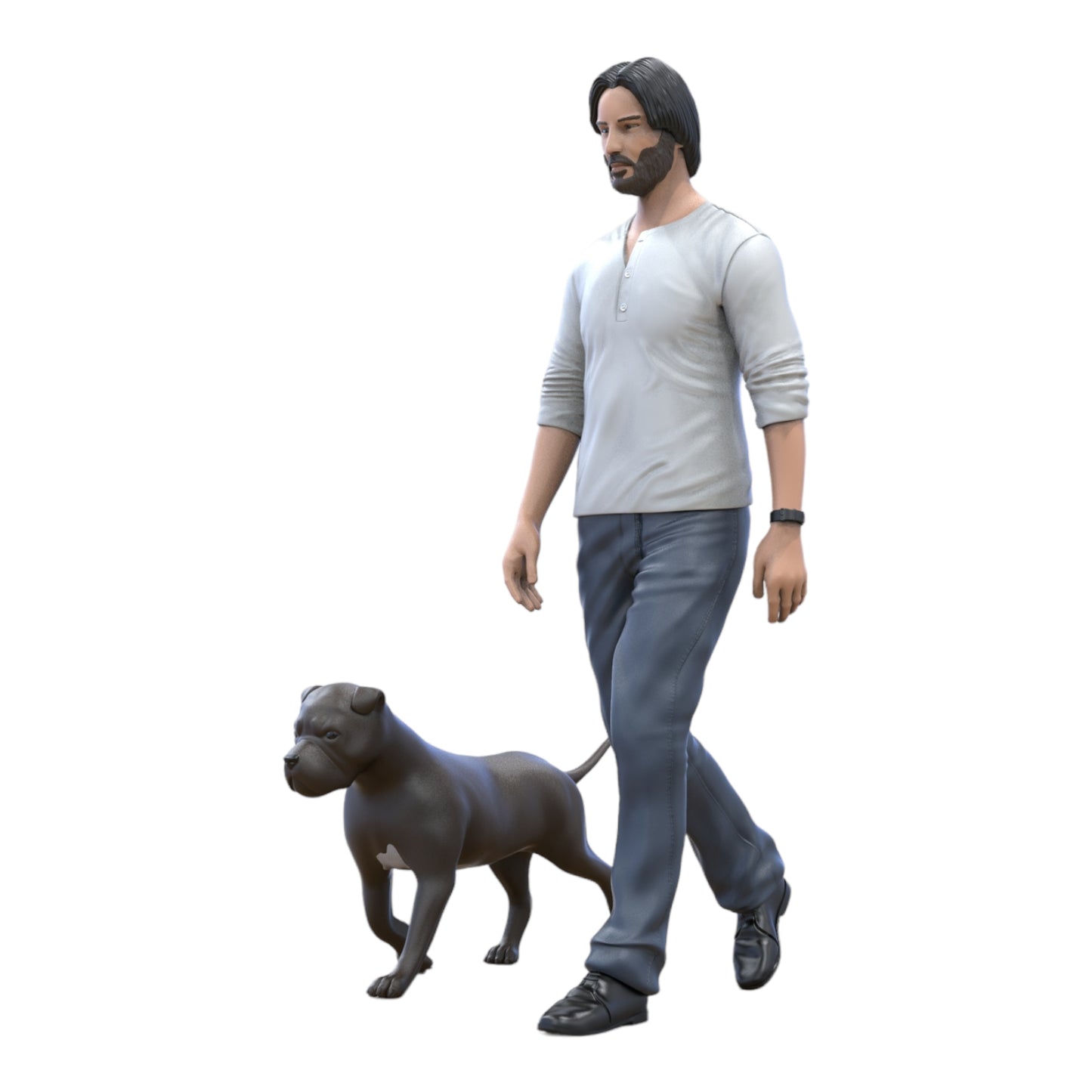 Photo du produit Diorama et modélisme Figurine miniature : Homme avec chien - Promeneur