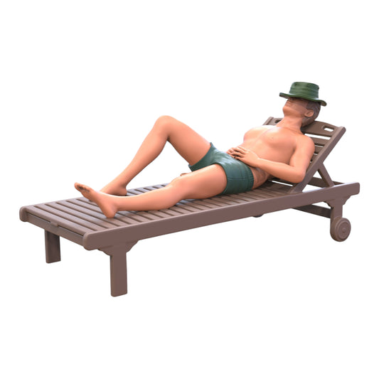 Photo du produit Diorama et modélisme Figurine miniature : Homme sur chaise longue - Vacancier à la plage