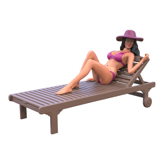 Photo du produit Diorama et modélisme Figurine miniature : Femme sur chaise longue