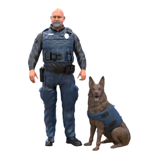Photo du produit Diorama et modélisme Figurine miniature : Policier avec chien