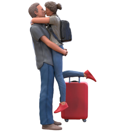 Photo du produit diorama et modélisme figurine miniature : Couple avec valise - Au revoir d'un couple amoureux en voyage
