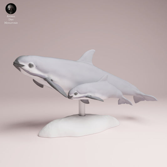 Photo de produit Figurine d'animal Diorama, Modélisme : 0 : Figurine de vie marine : Vaquita avec un veau – Marsouin (Ref 25_07_03)