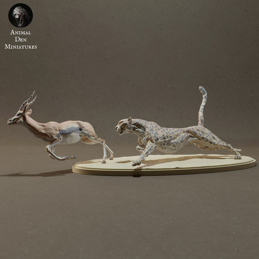 Photo du produit Figurine d'animal Diorama, modélisme : 0 : Figurine des animaux de la savane : guépard chassant une gazelle de Thomson (Réf 01_01_43)