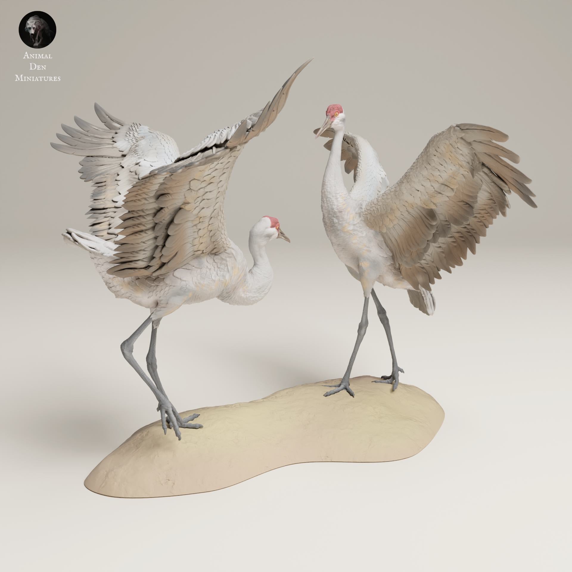 Photo de produit Figurine animale diorama, modélisme : 0 : Figurine d'animal sauvage : Grues du Canada dansantes – Grandes grues de sable (Ref 25_06_10)