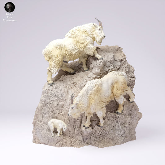 Photo du produit Figurine d'animal Diorama, Modélisme : 0 : Figurine de faune : Chèvre de montagne grimpante – Montagnes Rocheuses (Réf 25_01_03)