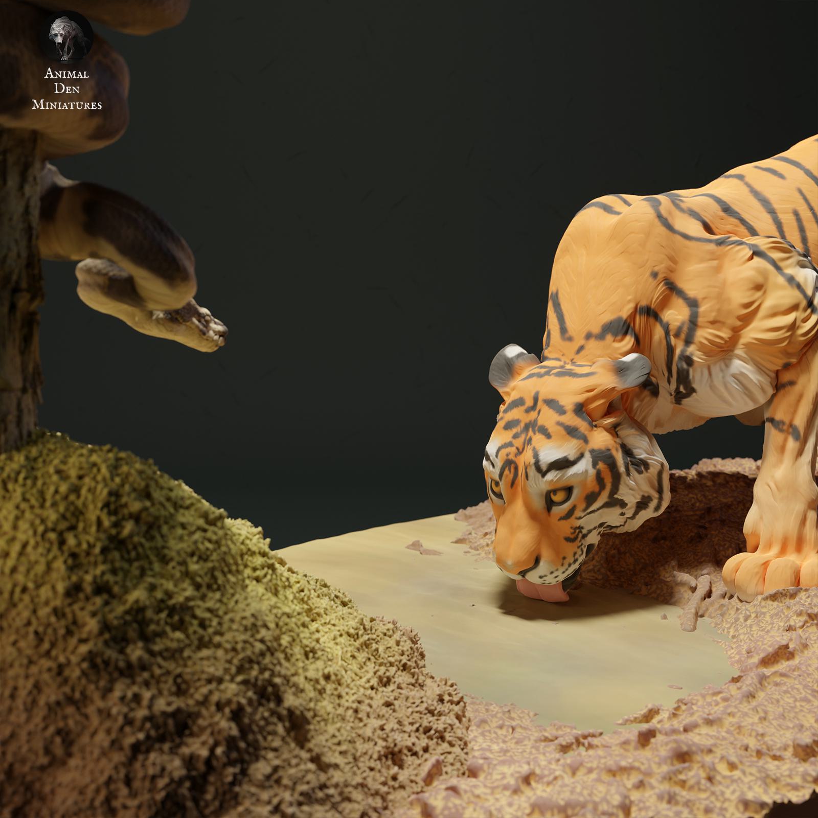 Photo de produit Figurine animale diorama, modélisme : 0 : Figurines d'animaux de jungle : Python birman et Tigre du Bengale (Réf 01_01_45)