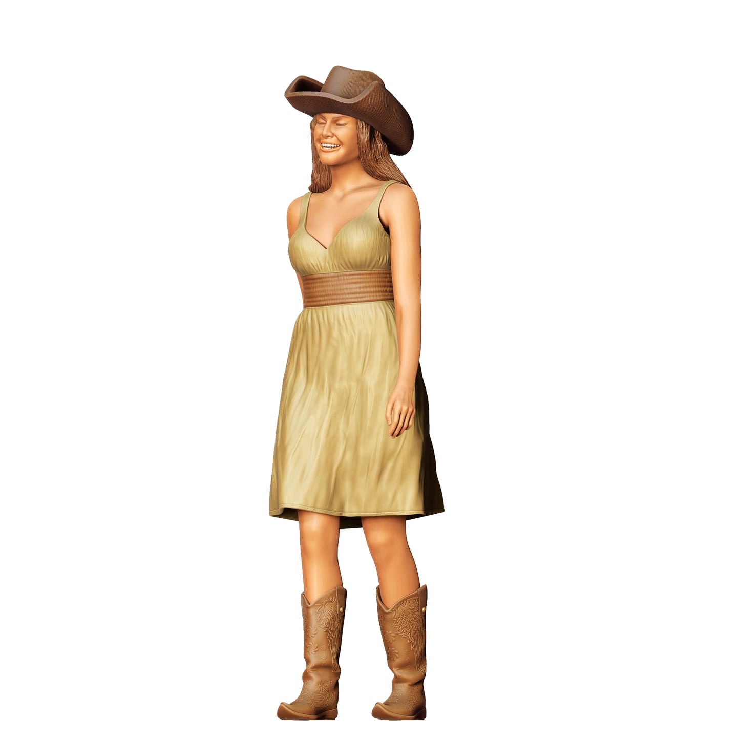 Produktfoto 0: Cowgirl: Hübsche Frau mit Cowboy Hut und Kleid