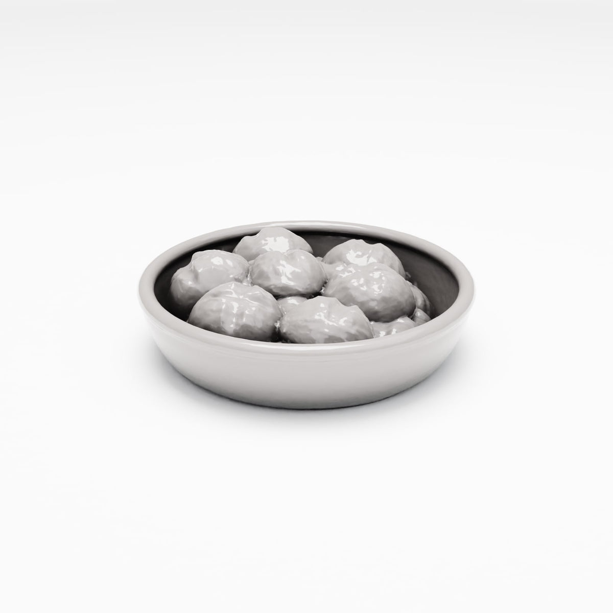 Photo produit pour diorama et modélisme 3 : Diorama Cuisine & Table : corbeille à pain en céramique avec petits pains (Réf. 104D)