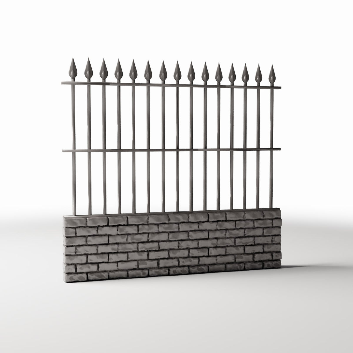 Diorama Modellbau Produktfoto 3: Diorama Garten: Hoher Metallzaun auf Ziegelmauer (Ref. 1193D)