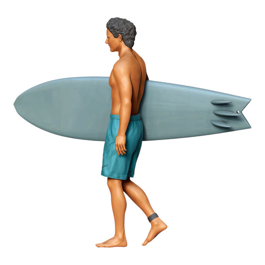 Photo du produit Diorama et modélisme Figurine miniature : Surfer sur la vague : Surfer avec planche de surf sur la plage