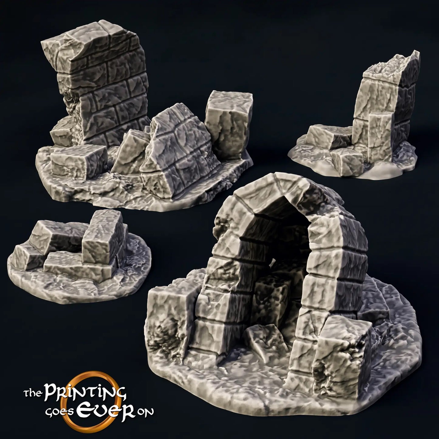 Photo du produit Tabletop 28mm The Printing Goes Ever On (TPGEO) 0 : Ruines A-D - Débris d'une ville médiévale - Restes d'un mur, gravats et tas de pierres