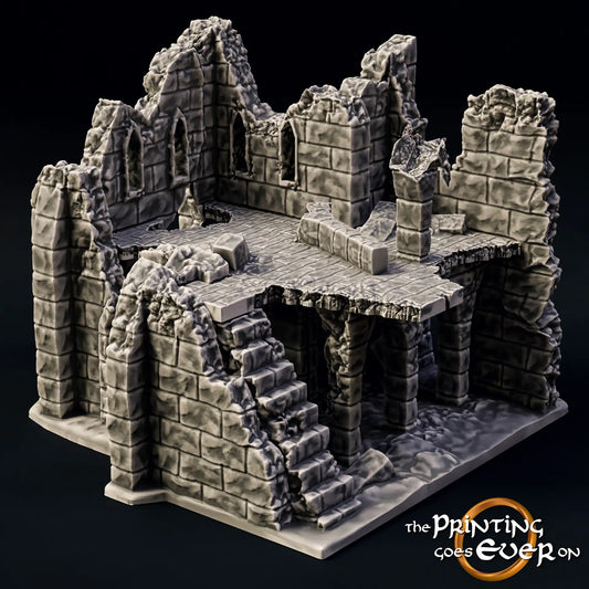 Photo produit Tabletop 28mm The Printing Goes Ever On (TPGEO) 0 : Ruine E - Débris d'une ville médiévale - Maison détruite