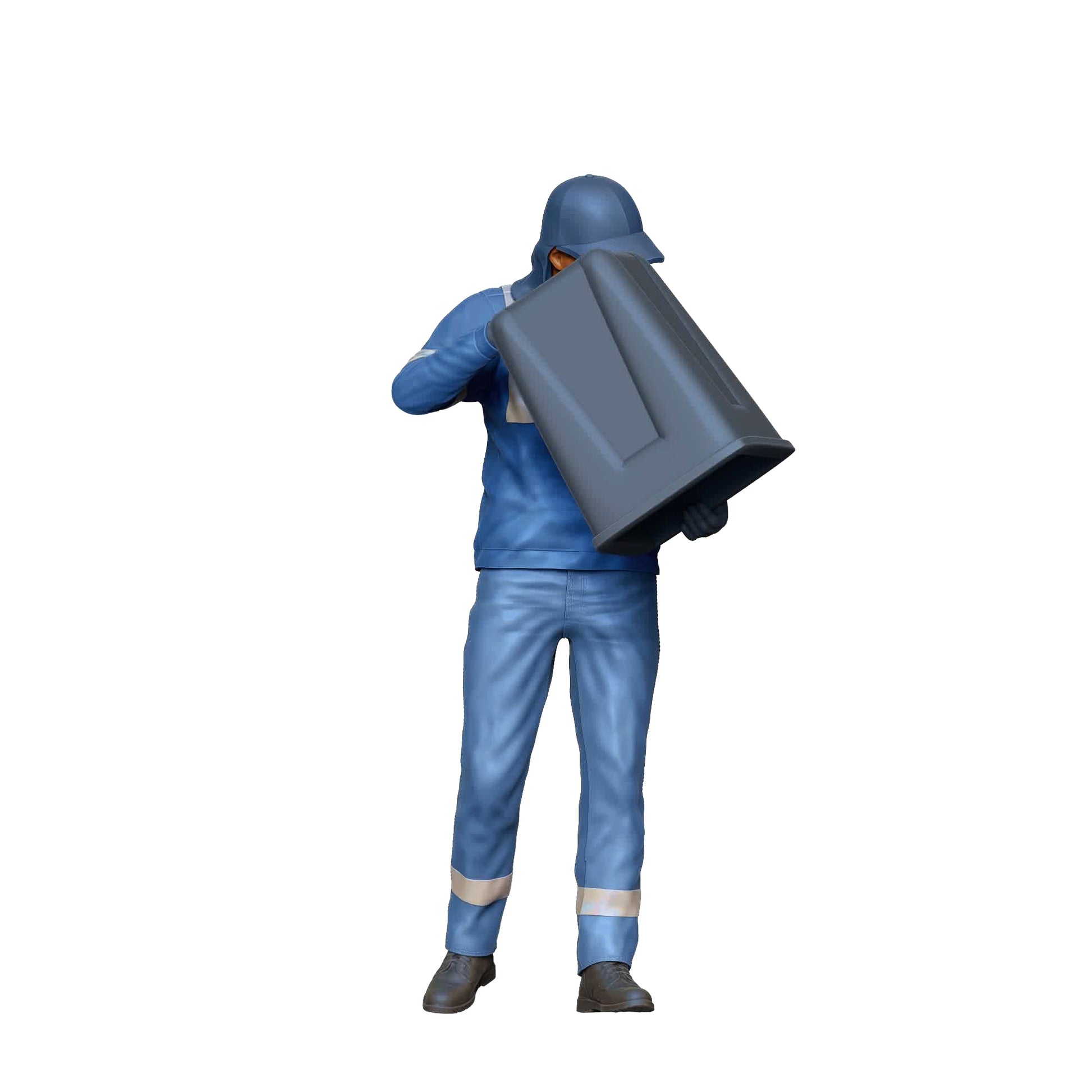 Photo du produit Diorama et modélisme Figurine miniature : Équipe de collecte des déchets - Éboueur avec poubelle