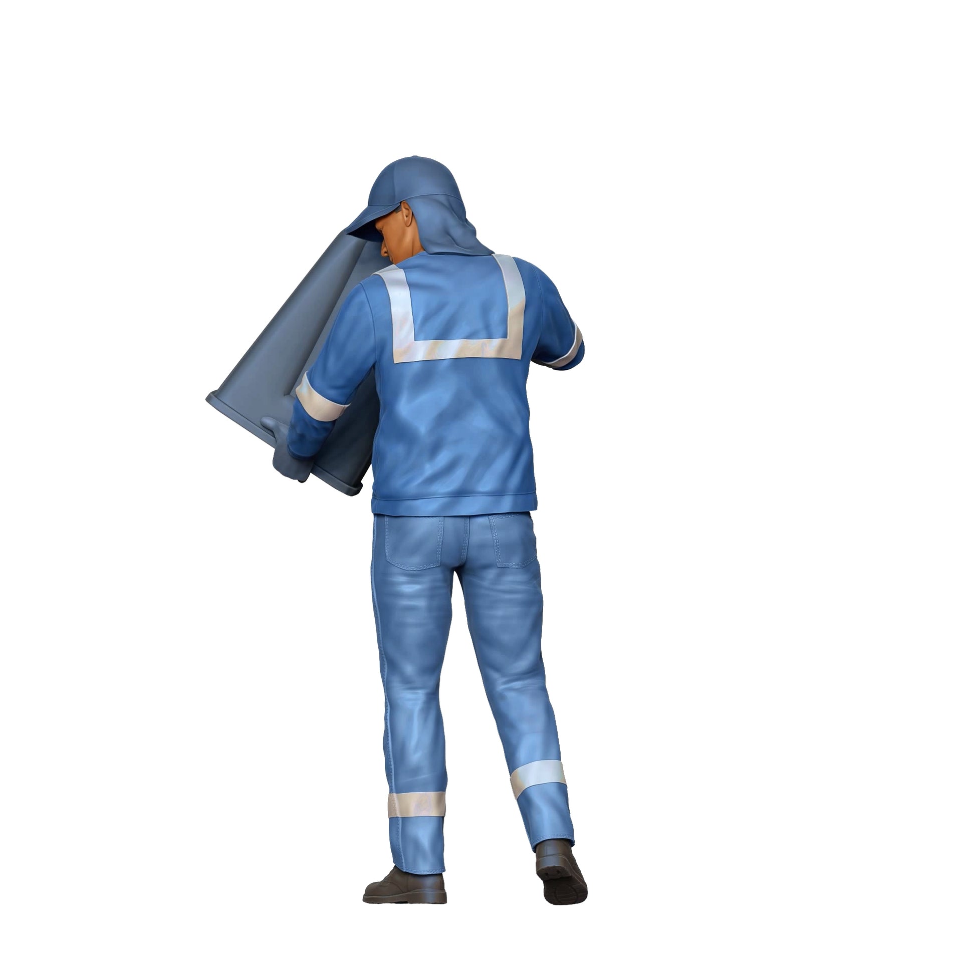 Photo du produit Diorama et modélisme Figurine miniature : Équipe de collecte des déchets - Éboueur avec poubelle