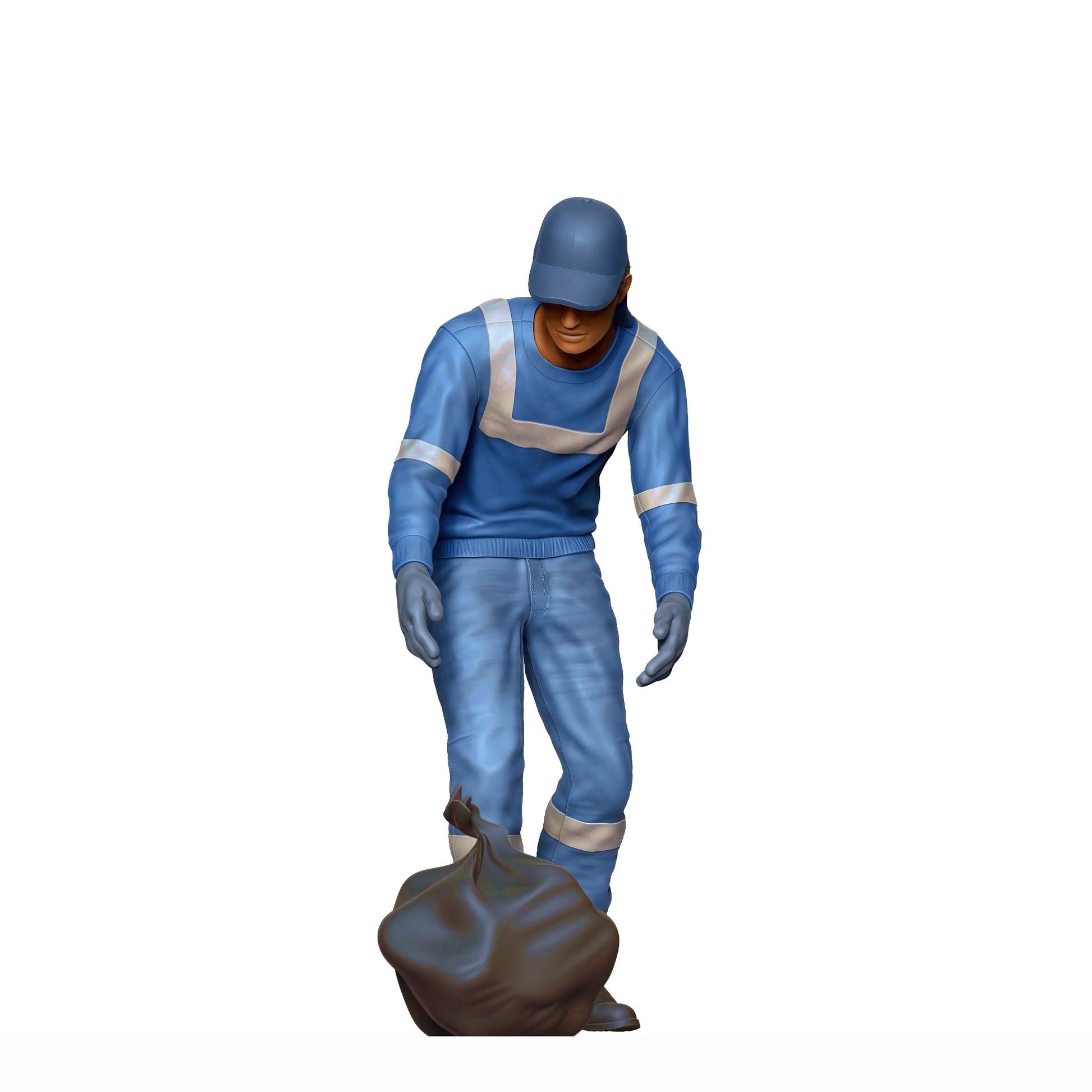 Photo du produit Diorama et modélisme Figurine miniature : Équipe de collecte des déchets - Éboueur avec sac à ordures 2