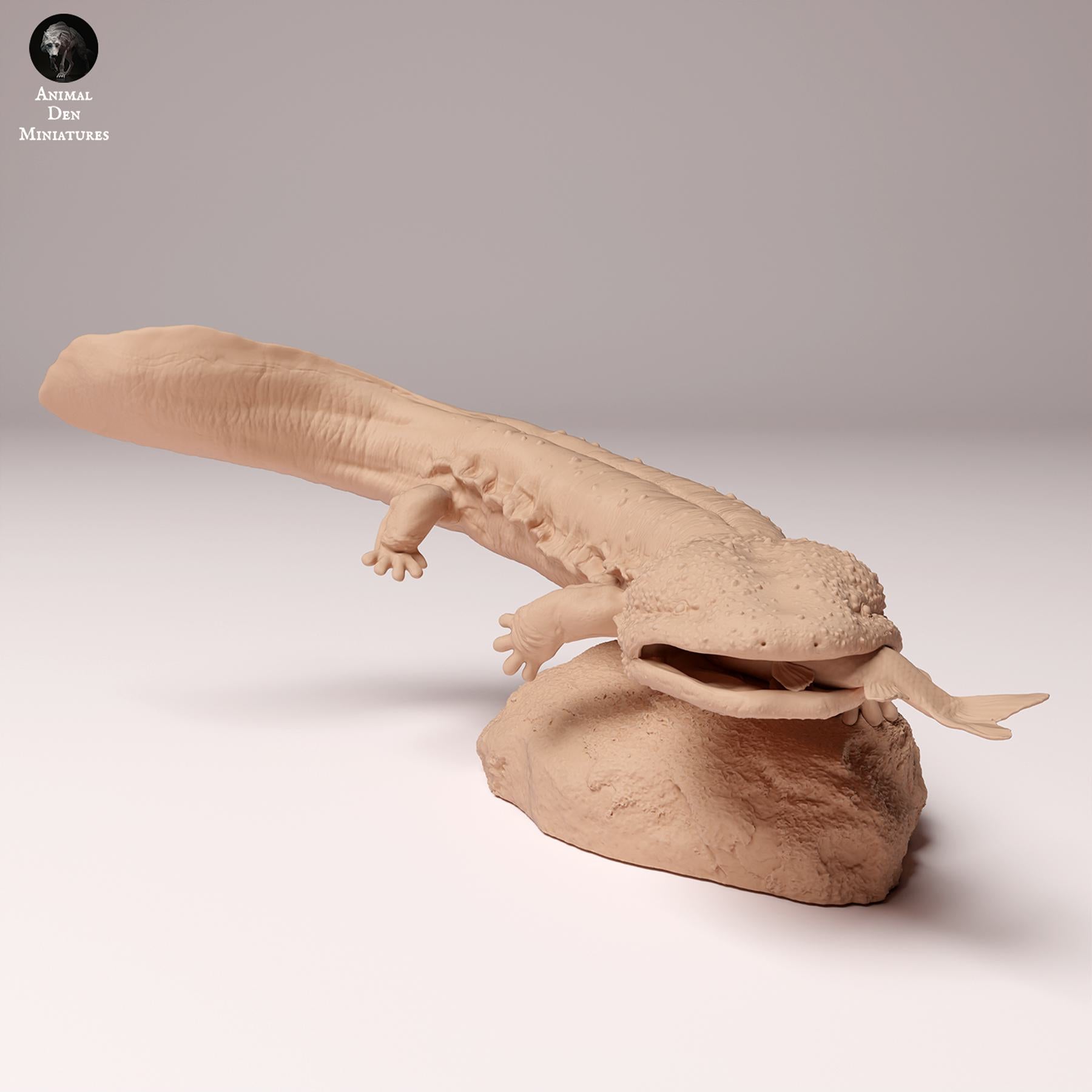 Photo de produit Figurine d'animal Diorama, modélisme : 0 : Figurine d'animal sauvage : Salamandre géante japonaise avec poisson (Réf 24_10_03)