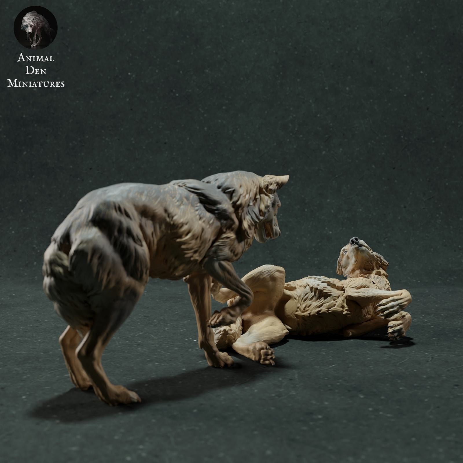 Photo de produit Figurine animale diorama, modélisme : 0 : Figurine de faune : Loups ibériques – Scène de jeu (Réf 01_01_29)