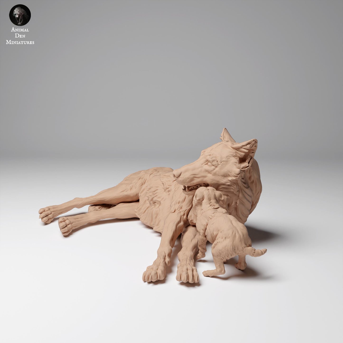 Produktfoto Tier Figur Diorama, Modellbau: 0: Wildtier Figur: Mongolischer Wolf mit Jungtier (Ref 24_12_07)