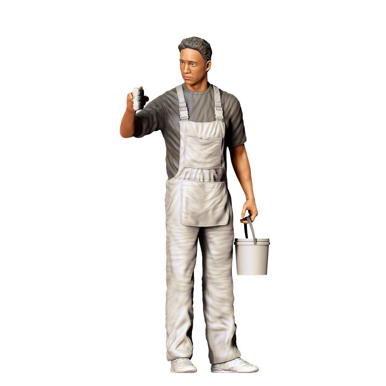 Figurine miniature : Peintre/Vernisseur avec pinceau et seau - Artisan (n° 278)