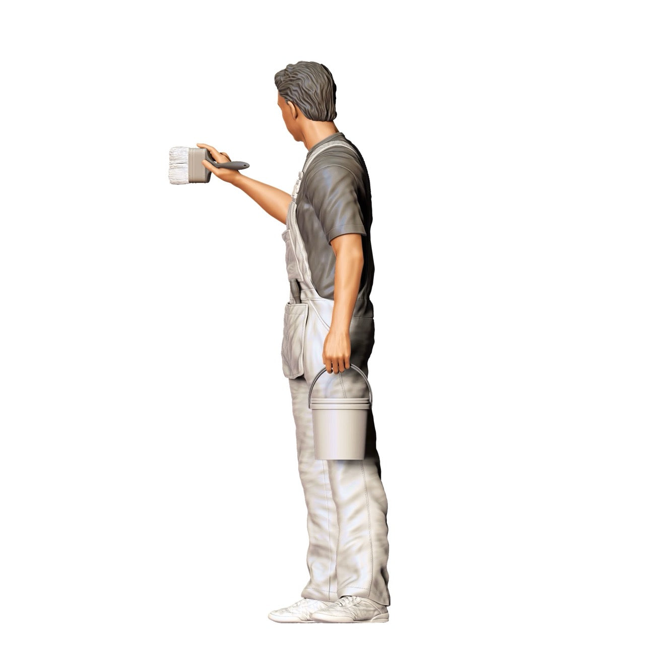 Figurine miniature : Peintre/Vernisseur avec pinceau et seau - Artisan (n° 278)