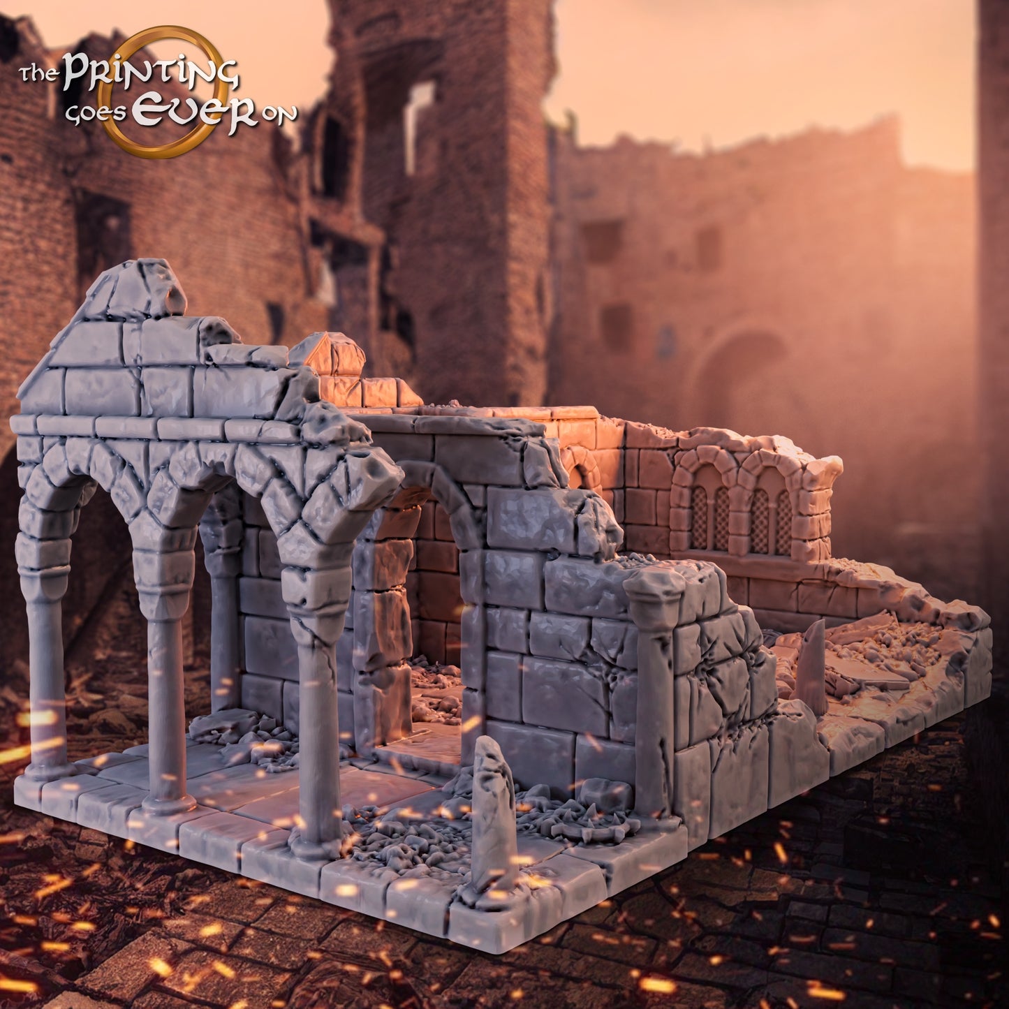 Photo du produit Tabletop 28mm The Printing Goes Ever On (TPGEO) 0 : Ruine maison médiévale A1 - Restes du bâtiment du royaume humain Gonthan