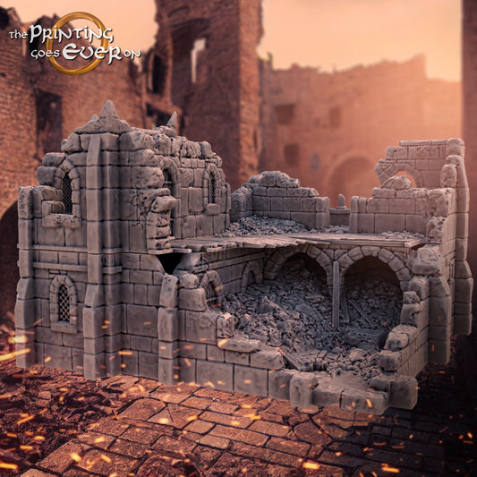 Photo du produit Tabletop 28mm The Printing Goes Ever On (TPGEO) 0 : Ruine maison médiévale C - Restes du bâtiment du royaume humain Gonthan