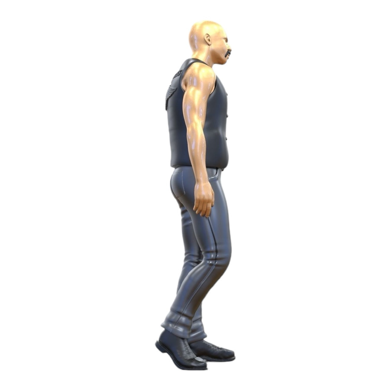 Figurine miniature de motard/membre de gang avec gilet : homme chauve (n° 283)