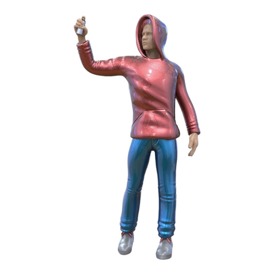 Figurine miniature : Teenage Sprayer - Jeune homme avec capuche et bombe de peinture graffiti (n° 286)