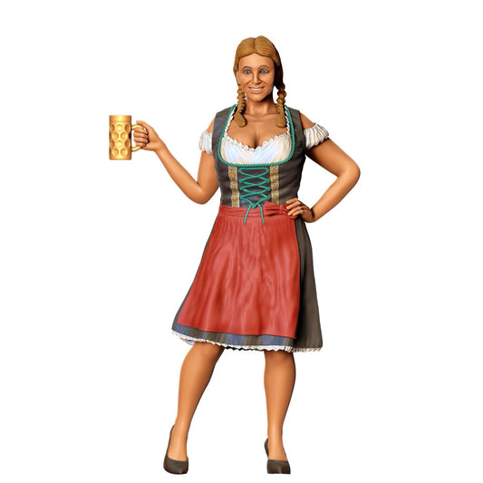 Figurine miniature Oktoberfest : Invités de la prairie : Femme avec tenue traditionnelle dirndl et chope de bière (n° 290)