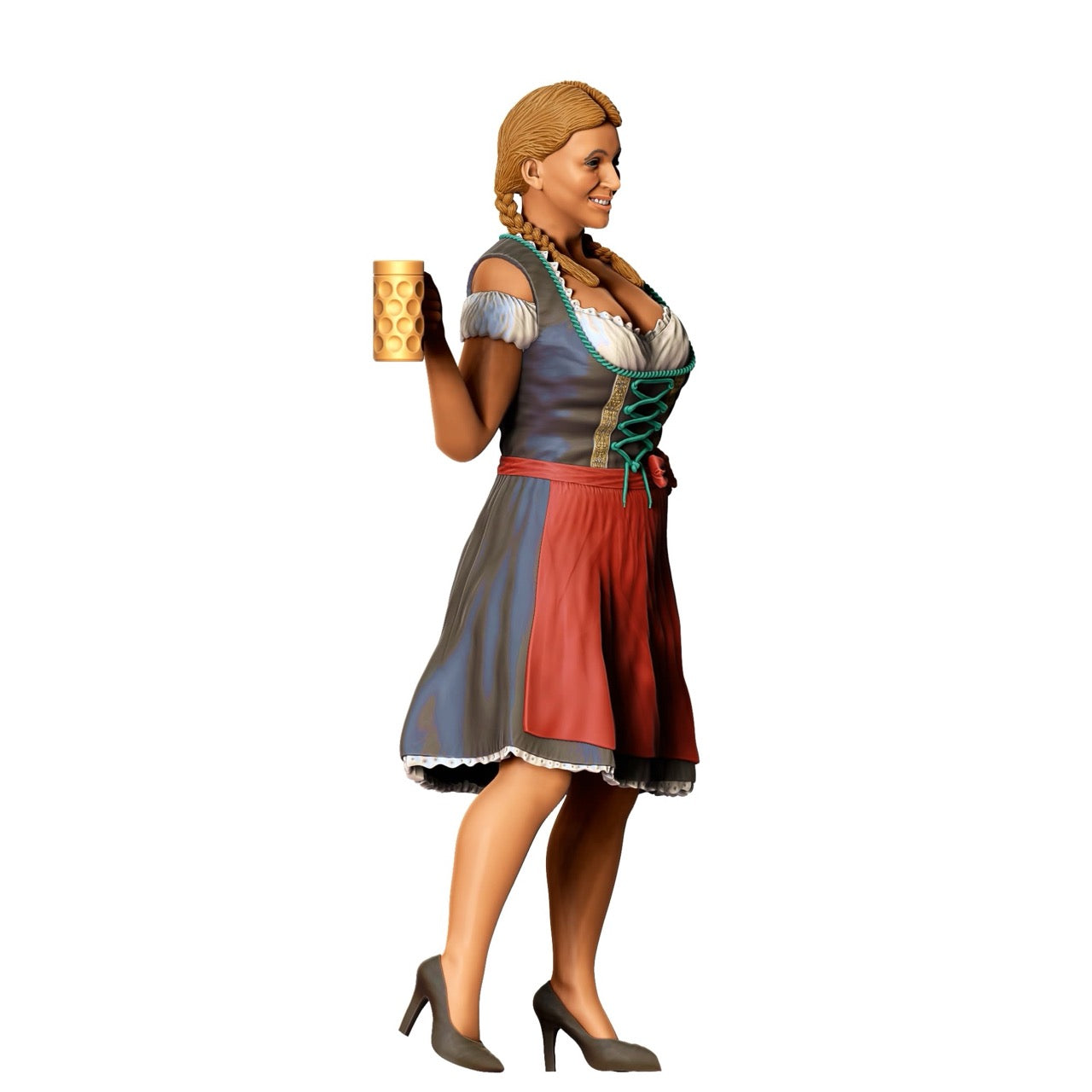 Figurine miniature Oktoberfest : Invités de la prairie : Femme avec tenue traditionnelle dirndl et chope de bière (n° 290)
