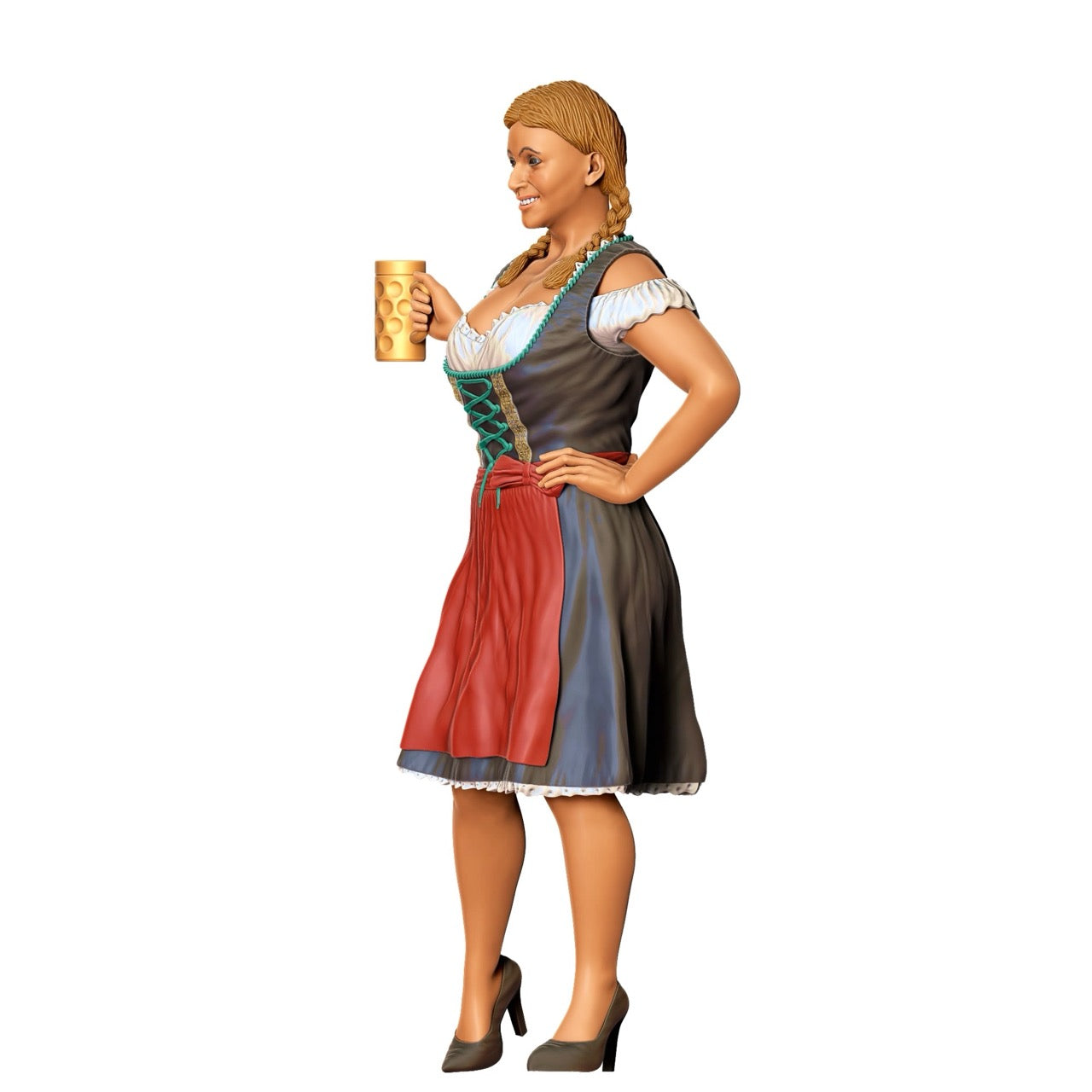 Figurine miniature Oktoberfest : Invités de la prairie : Femme avec tenue traditionnelle dirndl et chope de bière (n° 290)