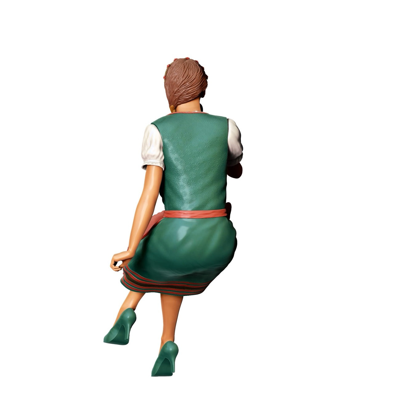 Figurine miniature Oktoberfest : Invités de la Wiesen : Femme assise avec tenue traditionnelle Dirndl et chope de bière (n° 291)