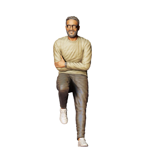 Diorama modélisme photo produit 0 : Hommes adossés à une voiture - Homme 1 (Réf. n° 339)