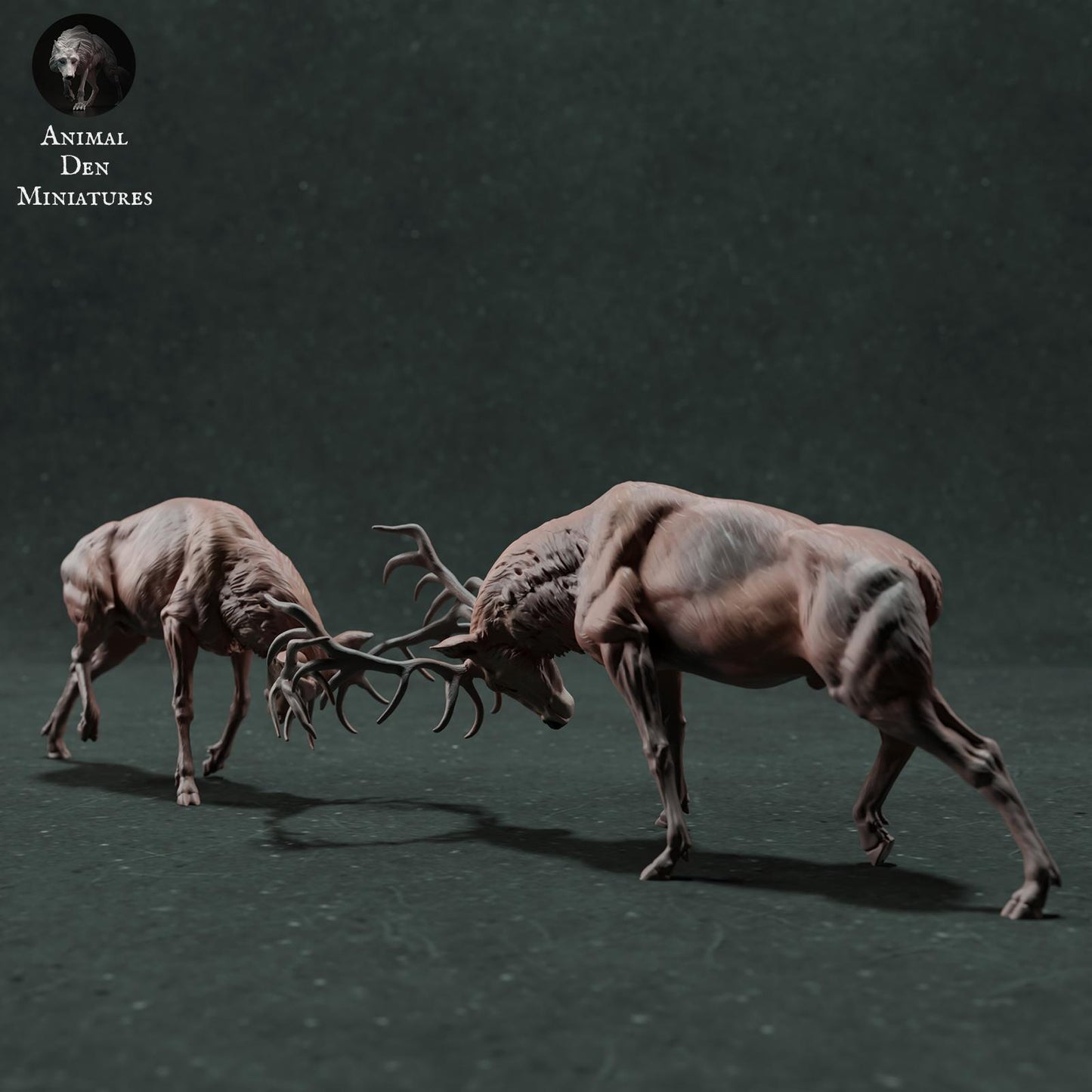Photo de produit Figurine animale diorama, modélisme : 0 : Figurine de faune : cerfs rouges en combat – diorama de combat de cerfs (Réf 01_01_71)
