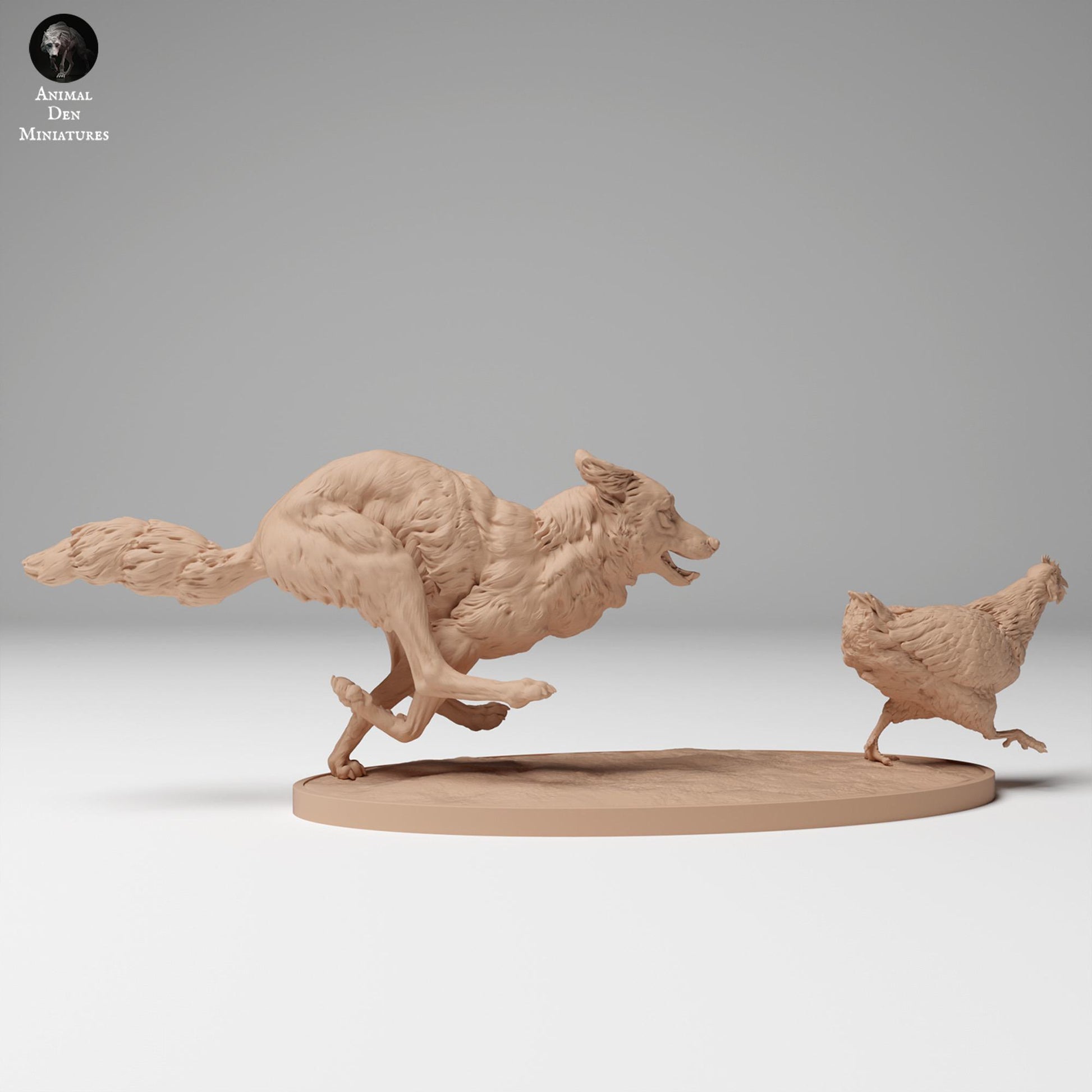 Photo de produit Figurine animale Diorama, Modélisme : 0 : Figurine d'animal sauvage : Coyote chassant un poulet (Réf 24_11_08)