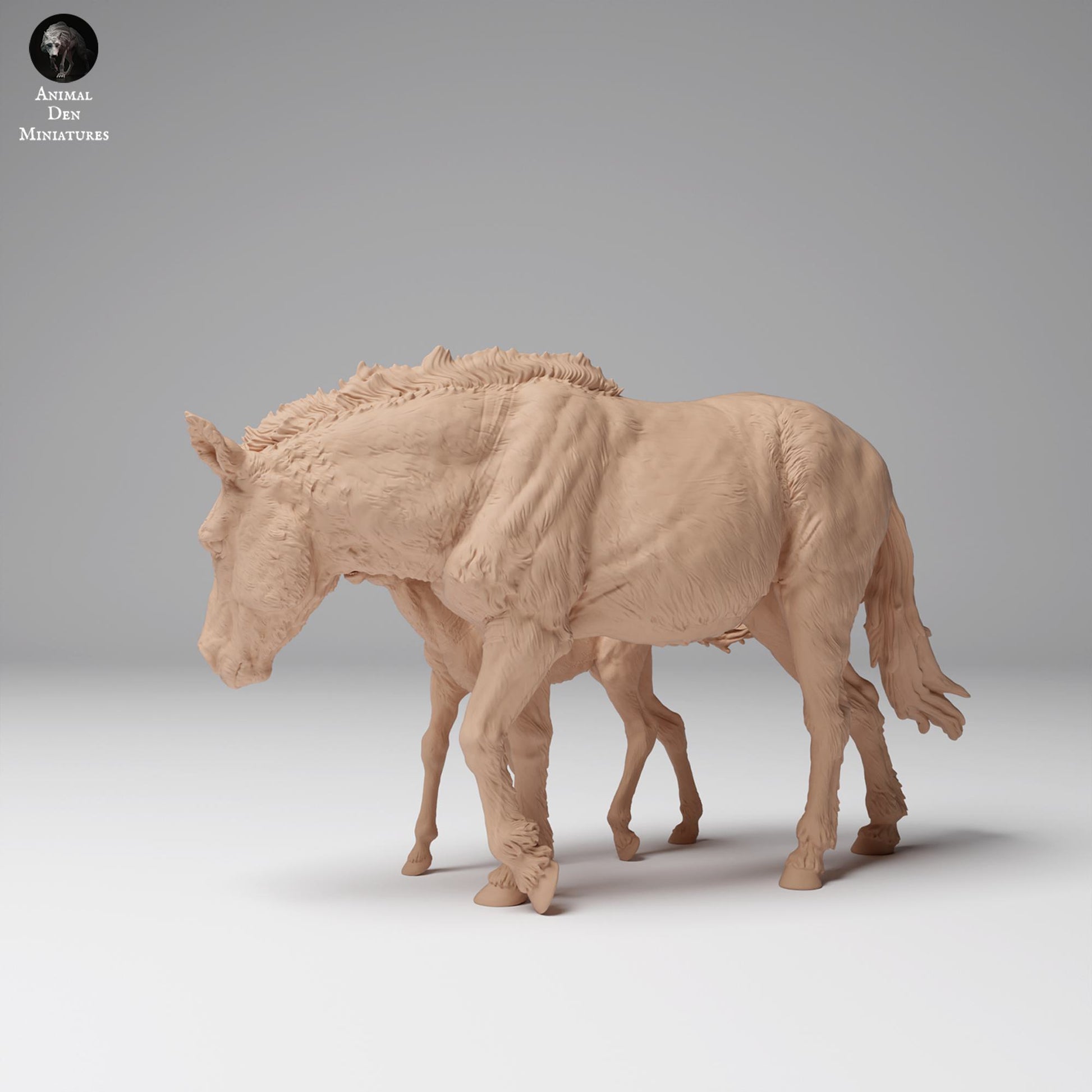 Photo produit figurine animale diorama, modélisme : 0 : Figurine d'animal sauvage : cheval de Przewalski avec poulain (Réf 24_12_03)