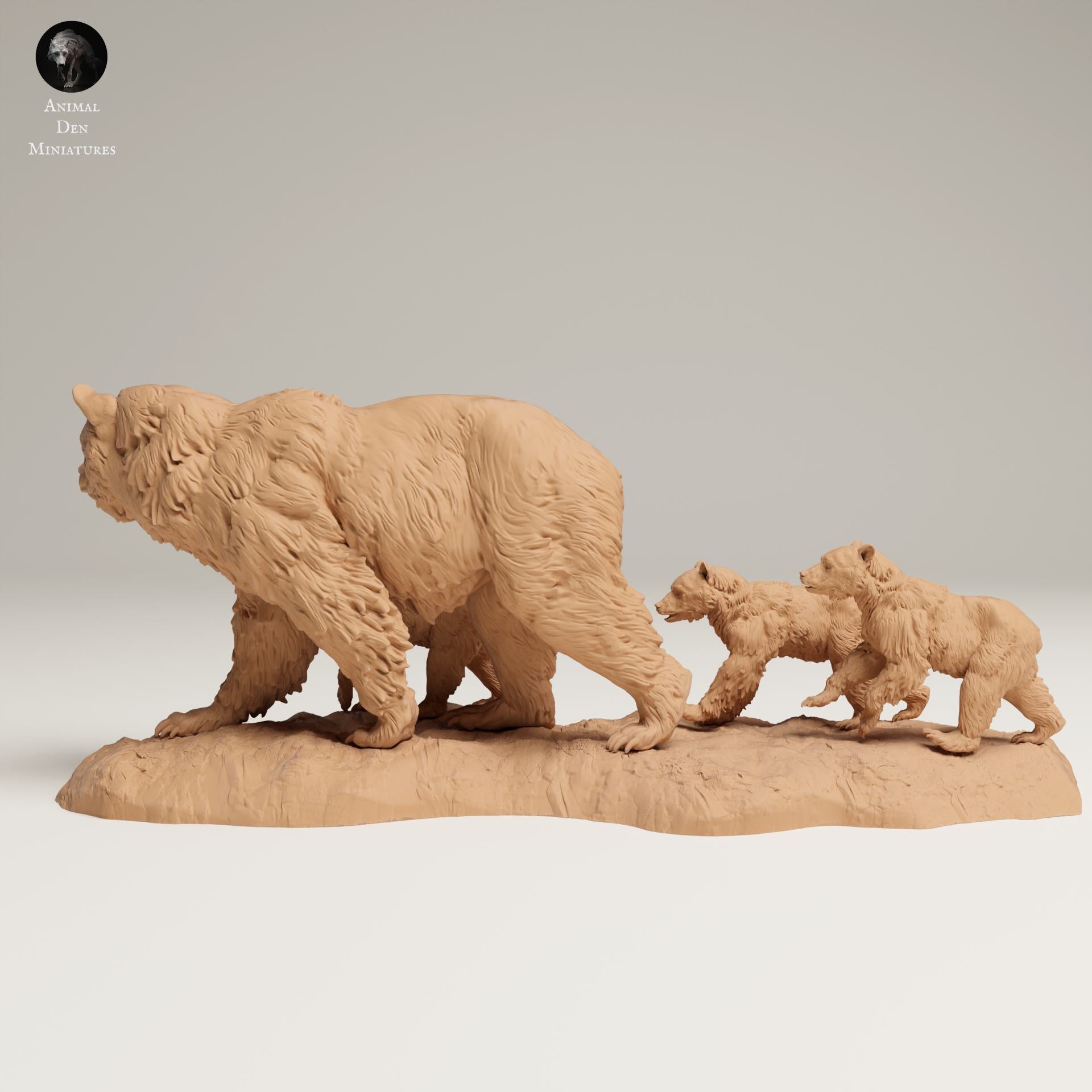 Photo de produit Figurine animale Diorama, Modélisme : 0 : Figurines d'animaux sauvages : Famille de grizzlis – Ensemble de diorama de ours (Réf 25_06_05)
