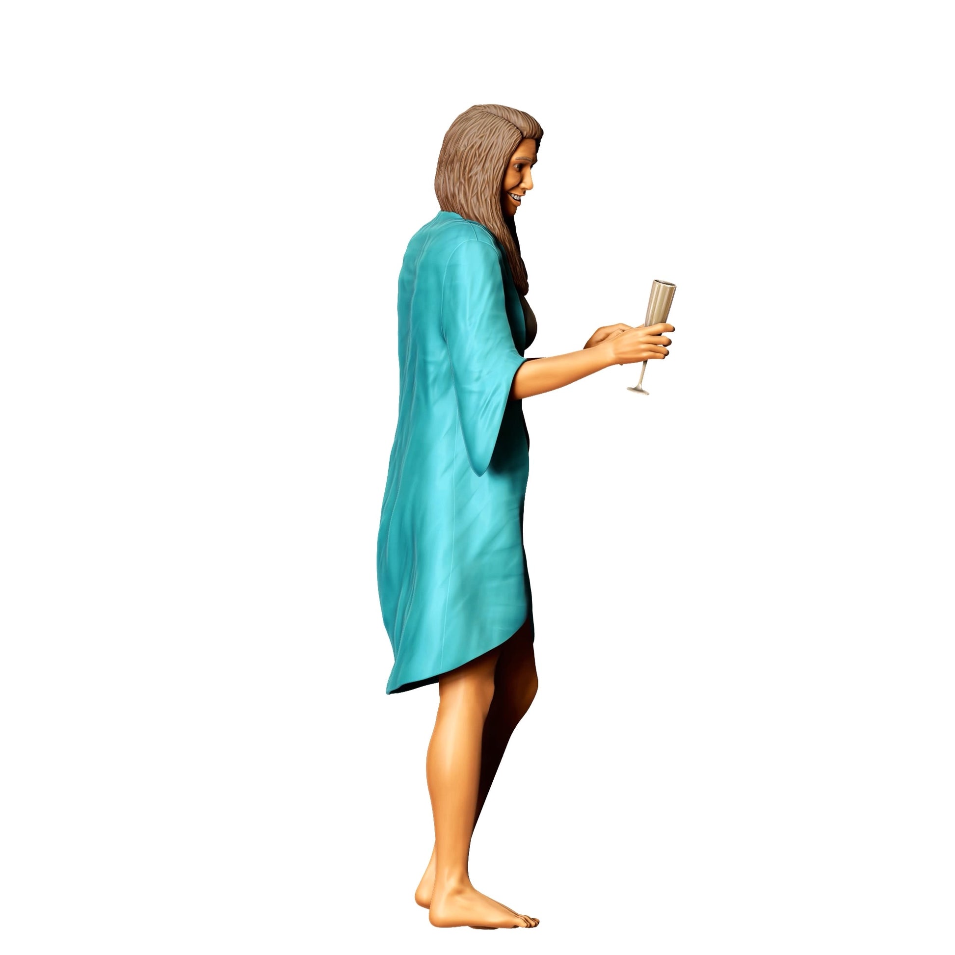 Photo de produit de modélisme diorama 0 : Fête au bord de la piscine - Femme en maillot de bain avec un verre de champagne (Réf. n° 322)