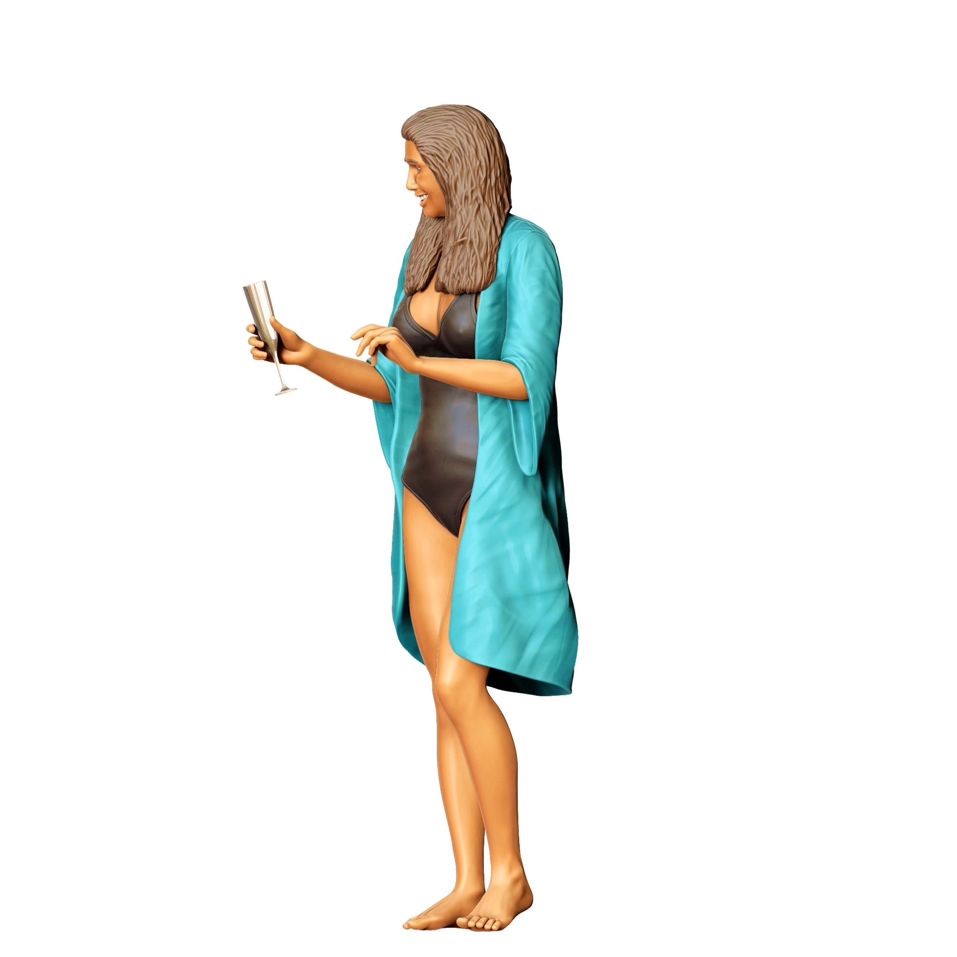 Photo de produit de modélisme diorama 0 : Fête au bord de la piscine - Femme en maillot de bain avec un verre de champagne (Réf. n° 322)