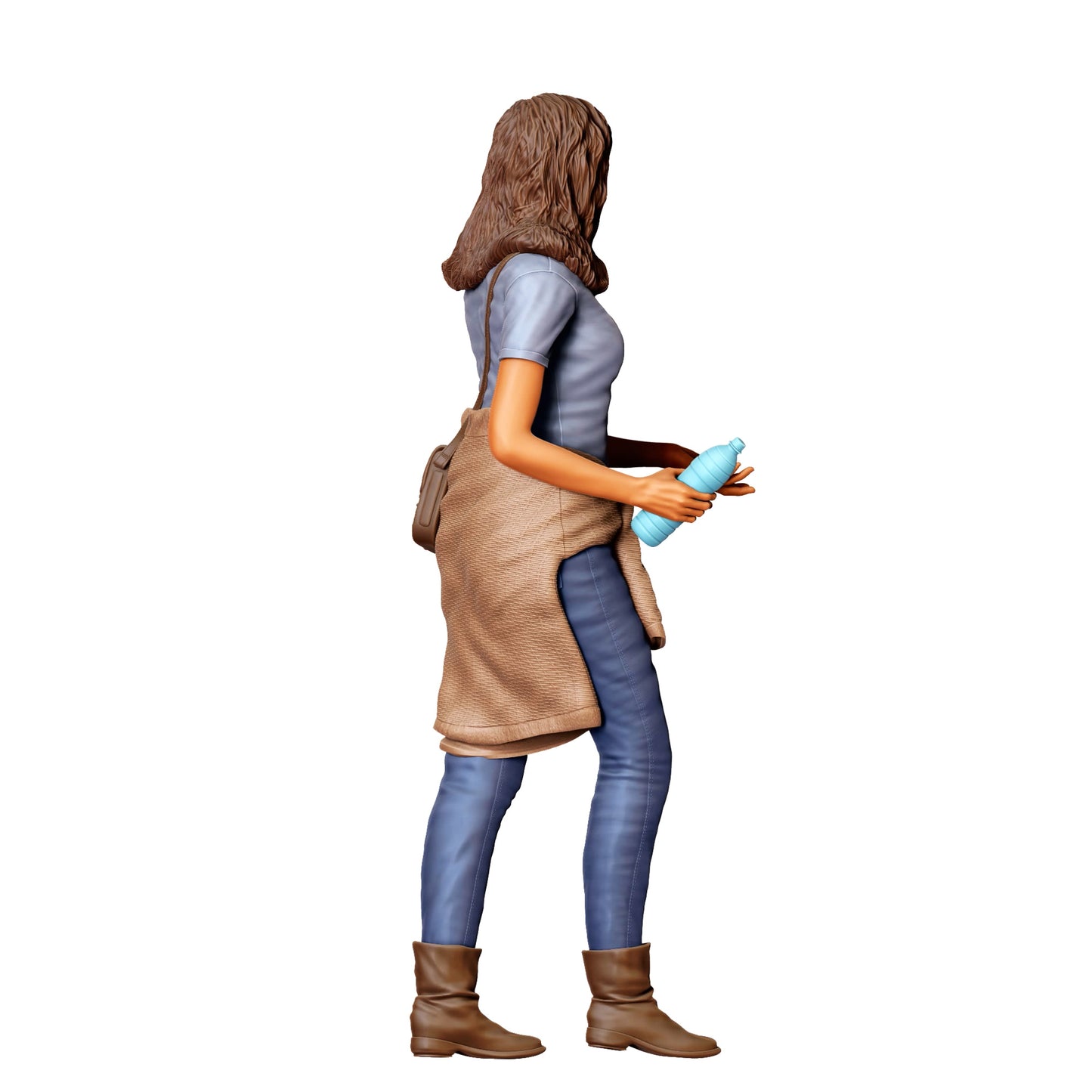 Diorama Modellbau Produktfoto 0: Frau mit Wasserflasche – Figur in sportlicher Freizeitkleidung und Tasche (Ref. Nr. 421)