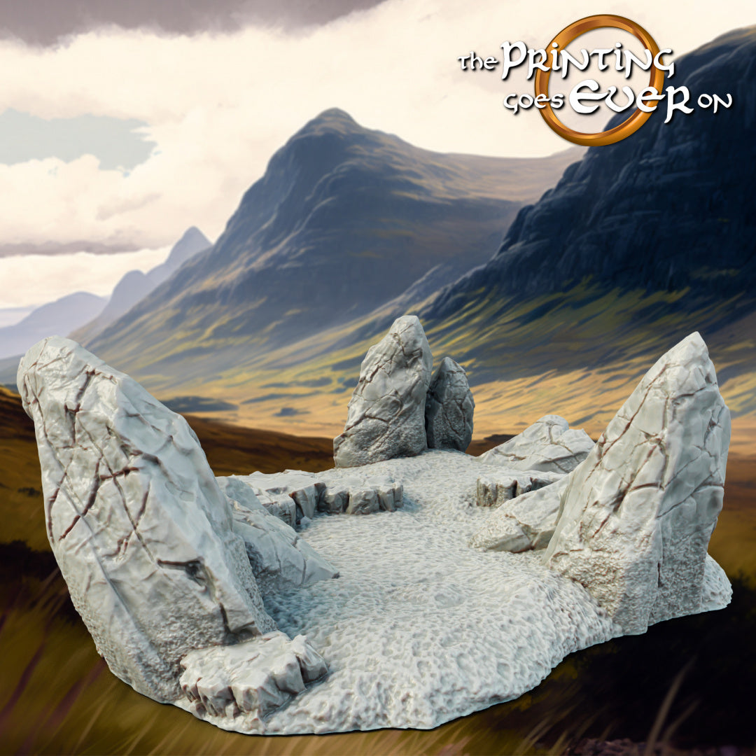 Photo de produit Tabletop 28mm The Printing Goes Ever On (TPGEO) 0 : Terrain de colline Type G - Élévation douce dans un paysage herbeux - Rochers