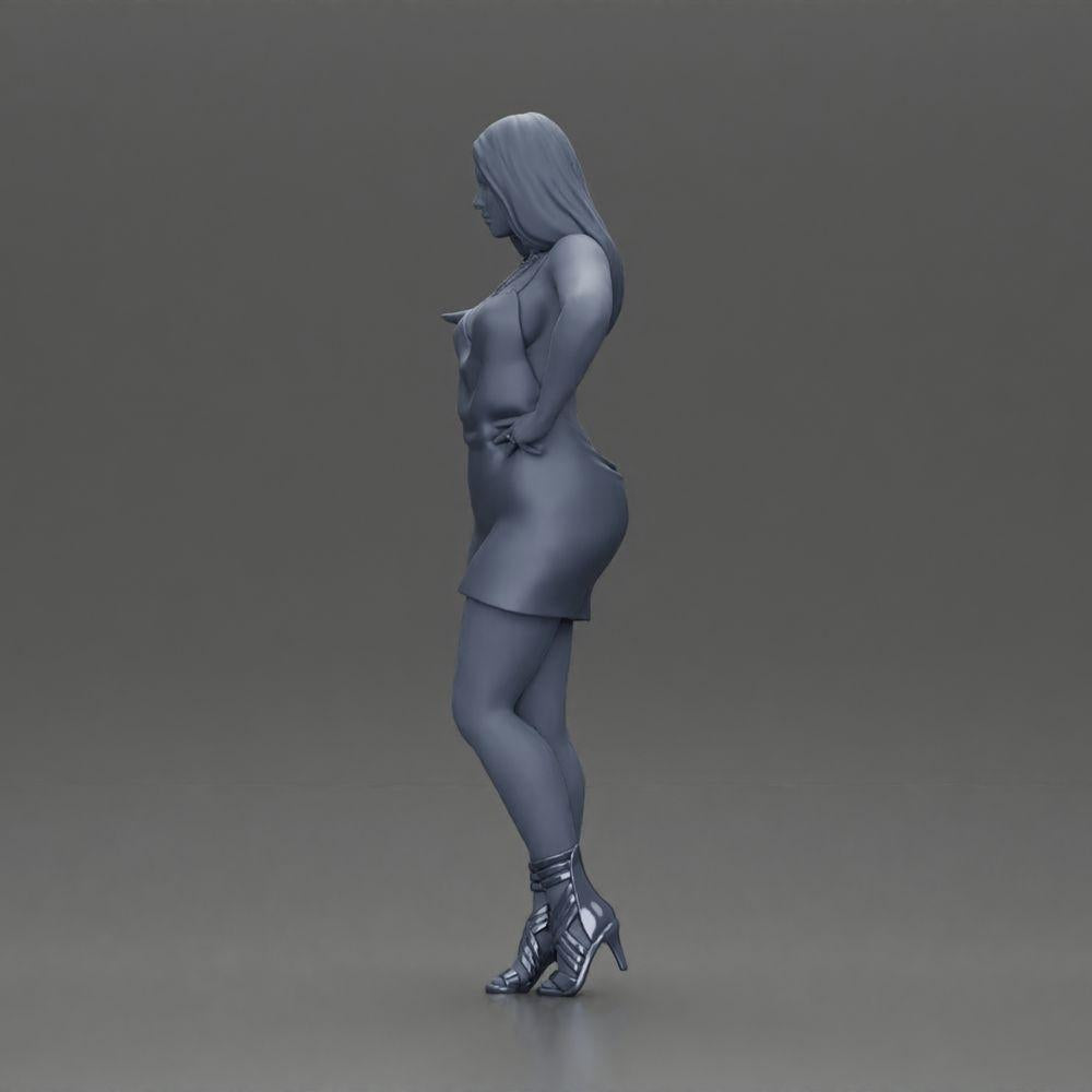 Diorama modélisme photo produit 11 : Figurine de diorama : femme élégante en robe courte, main tendue, collier (Ref Nr. A118)